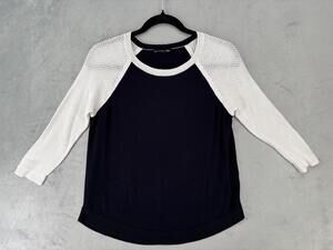 Rag & Bone/JEAN Shirt Womens XS Blue Tunic Raglan Crochet 3/4 Sleeve Relaxed